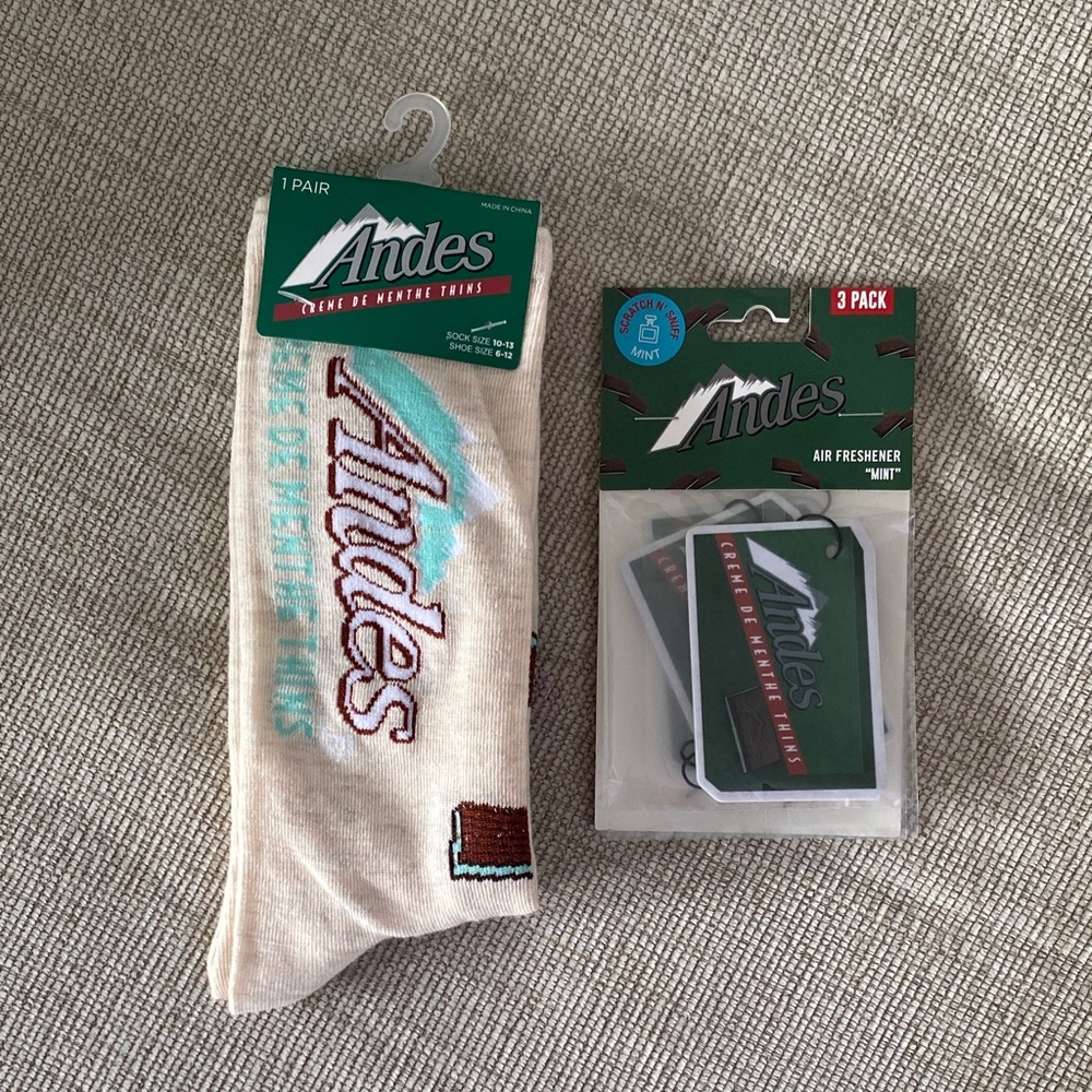 Andes Socks and 3Pack of Andes Air Freshener. NWT